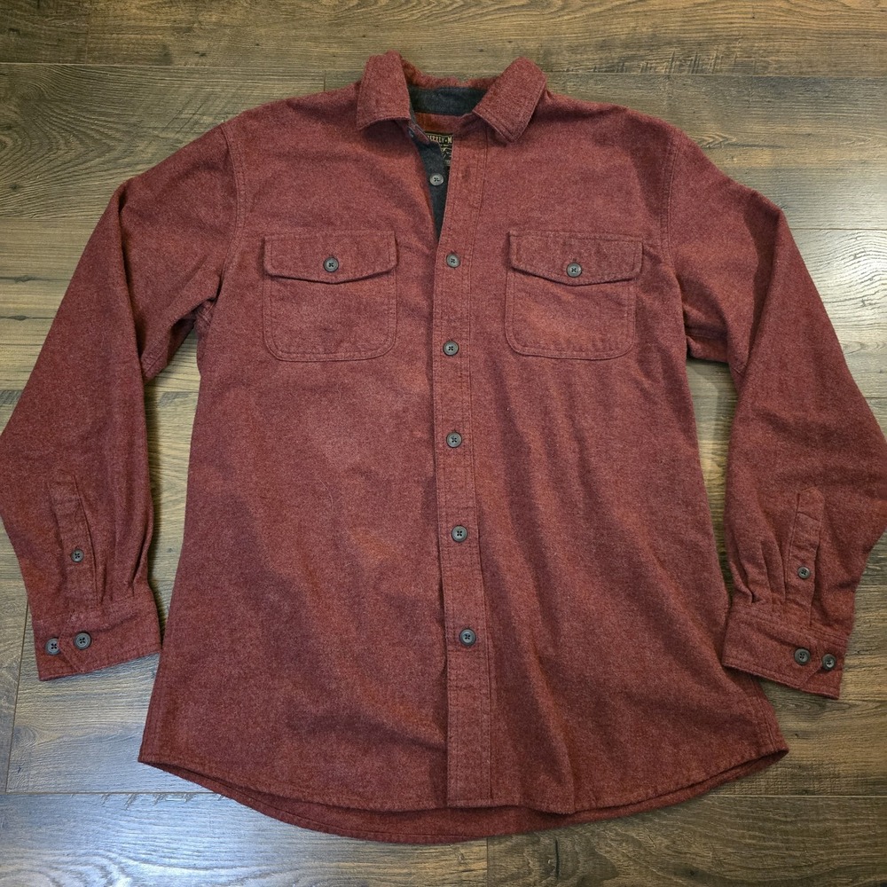 Grizzly Mountain Flannel Shirt Mens L Red Button Down Outdoor Workwear